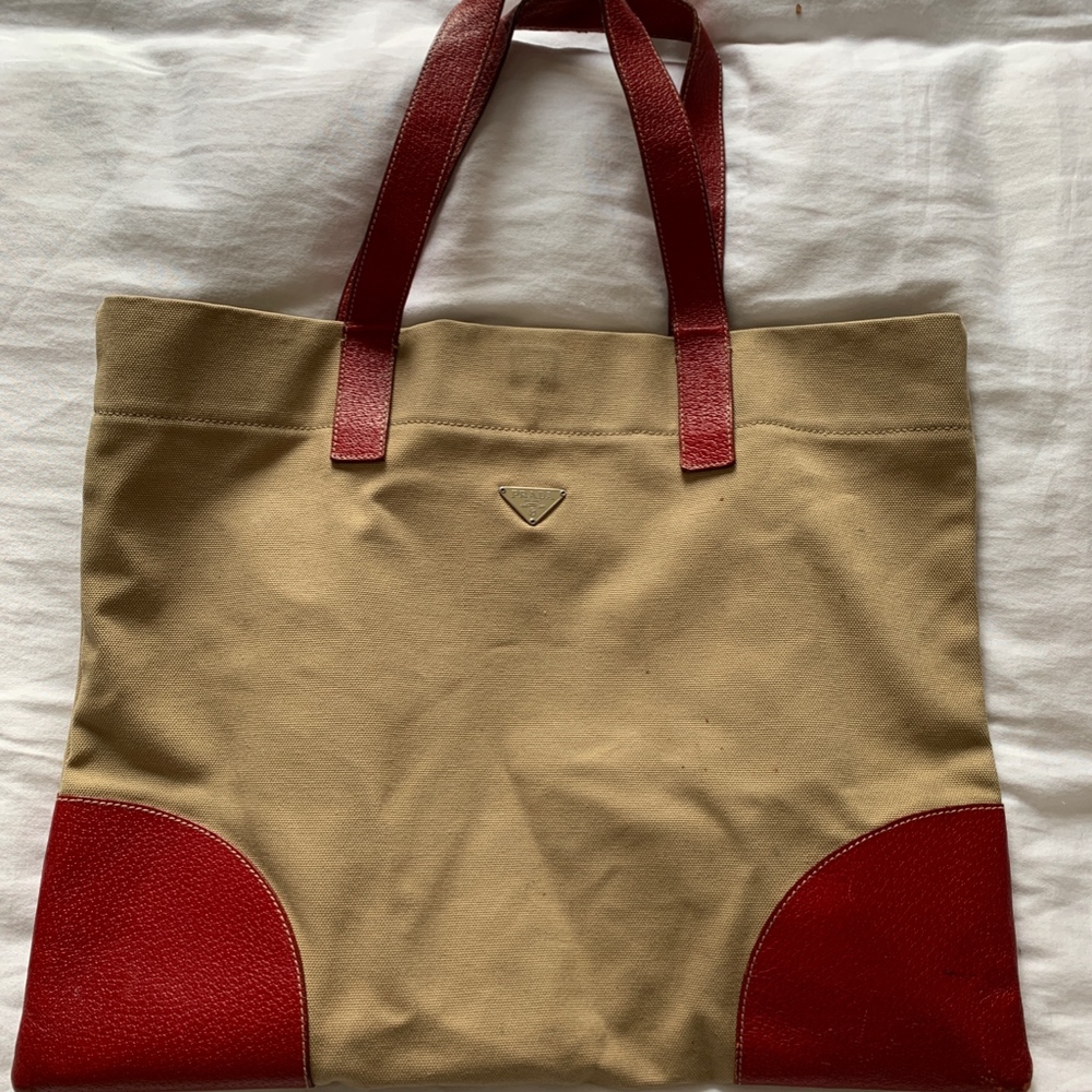 Prada Canvas and Leather Tote